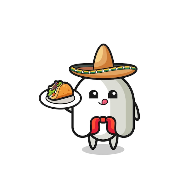 Premium Vector | Ghost mexican chef mascot holding a taco