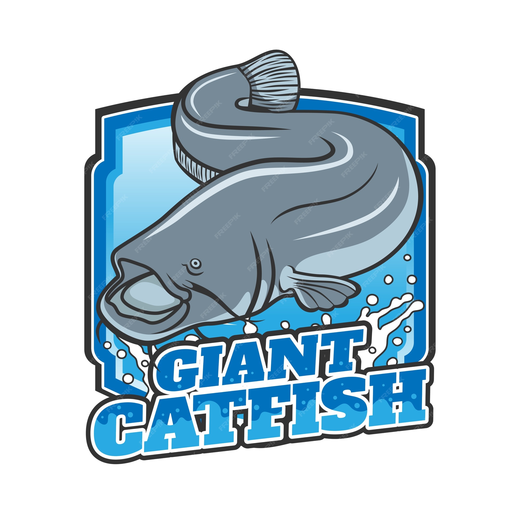 Premium Vector | Giant catfish logo design with emblem