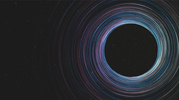 銀河の背景に巨大なスパイラルブラックホール 惑星と物理学のコンセプトデザイン ベクトルイラスト プレミアムベクター