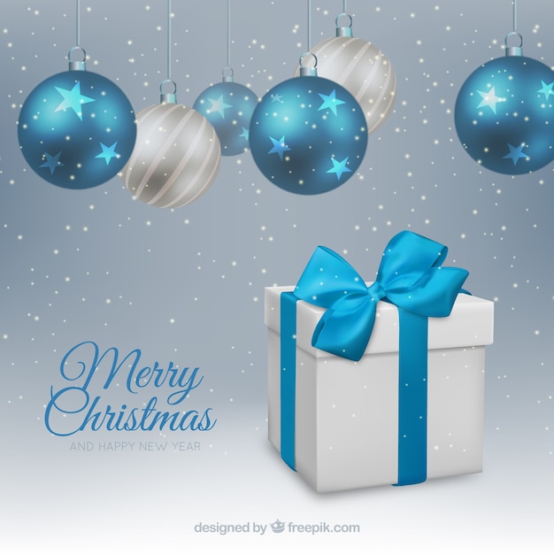 Gift background with decorative balls Free Vector Gift background with decorative balls Free Vector