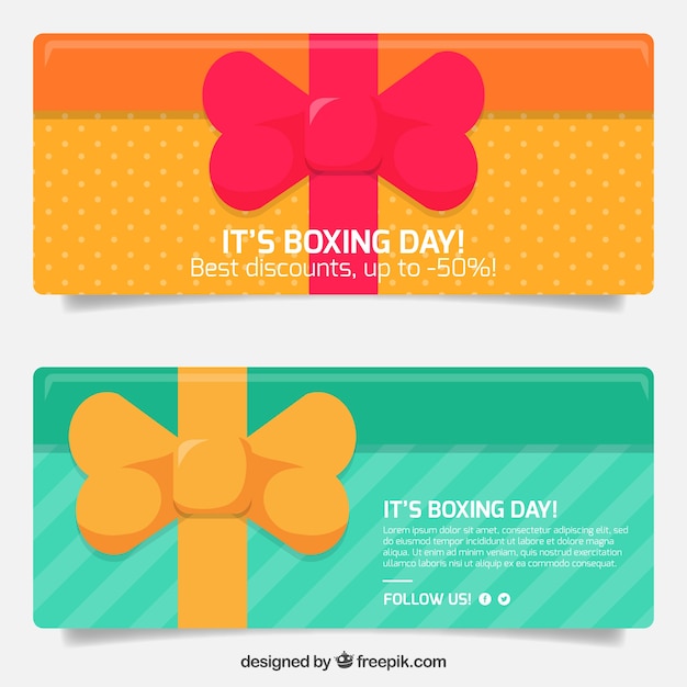 Gift banners with boxing day bow