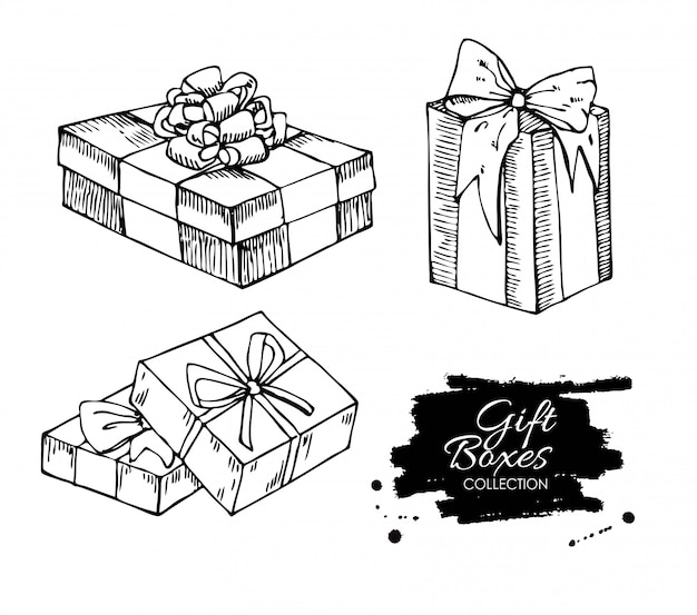 Gift box drawing | Premium Vector
