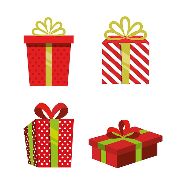 Premium Vector | Gift box presents set icons