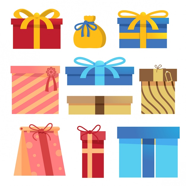  Gift  box  vector element set Premium Vector