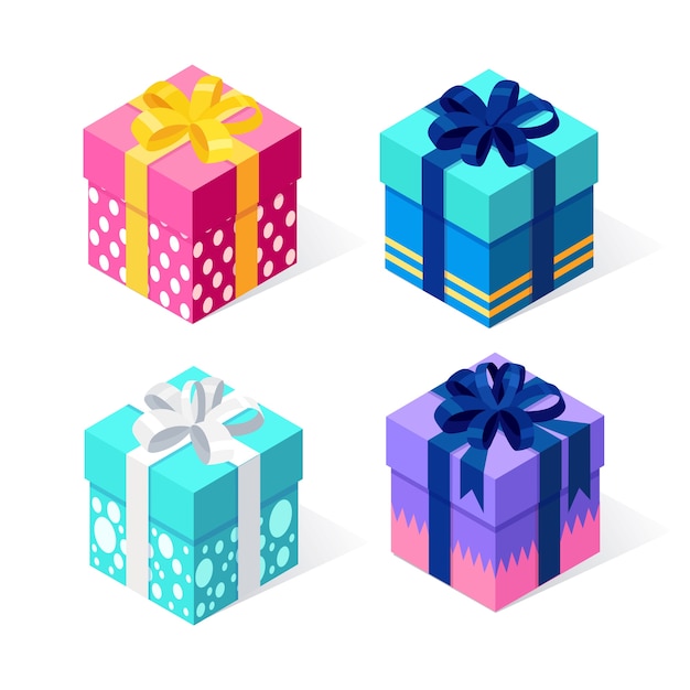 Premium Vector | Gift box with bow, ribbon on white ...