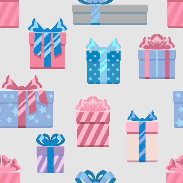  Gift  boxes vector seamless pattern Premium Vector