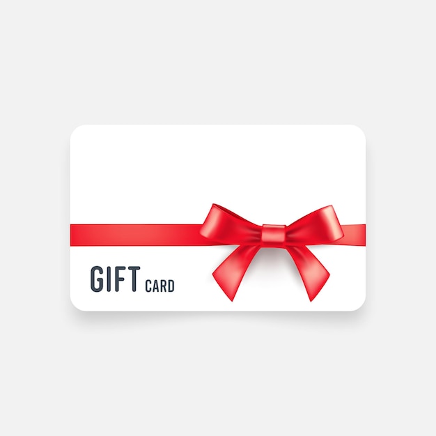 Premium Vector | Gift card with red bow and ribbon