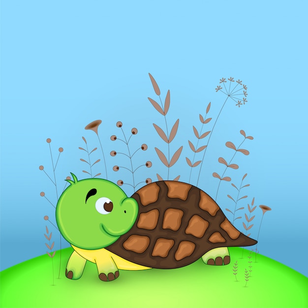 Premium Vector | Gift postcard with cartoon animals turtle.