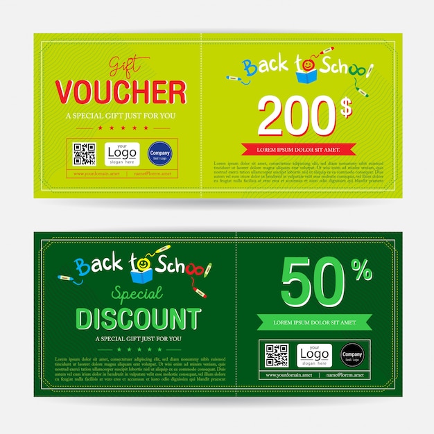 Premium Vector Gift voucher or gift coupon for back to school season