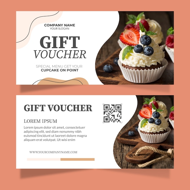 Free Vector Gift Voucher Template With Cakes Photo