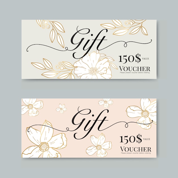 Premium Vector Gift voucher with gold flower