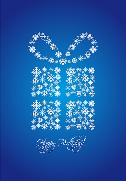 Premium Vector Gift With Snowflakes Over Blue Background Happy Birthday