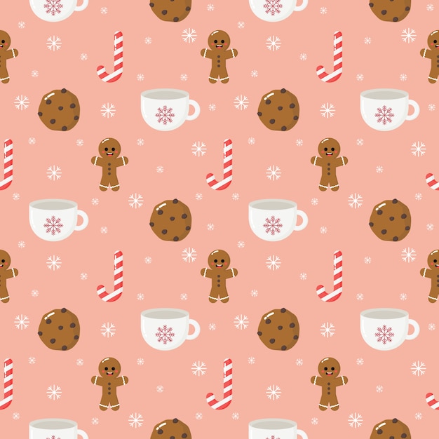 Premium Vector | Ginger cookie christmas dessert seamless pattern ...