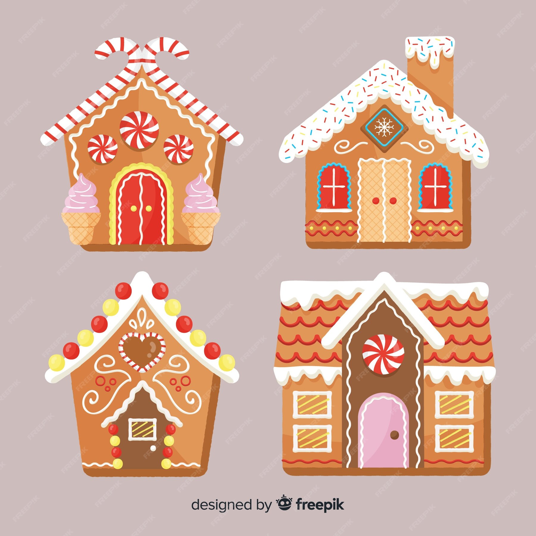 Free Vector | Gingerbread cabin pack