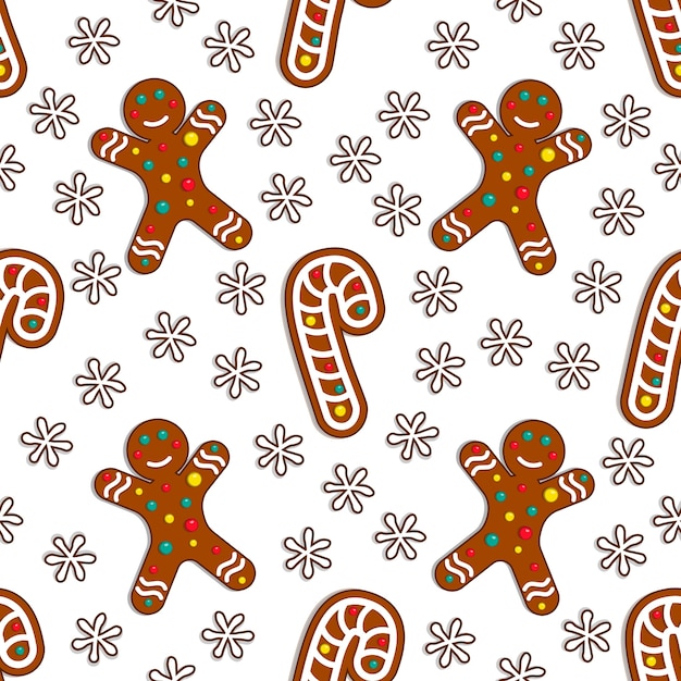 Premium Vector Gingerbread candy seamless pattern on white background