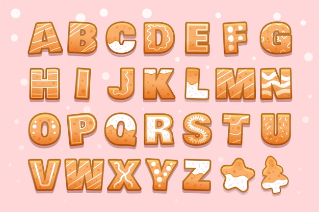 Download Gingerbread christmas alphabet illustration Vector | Free ...