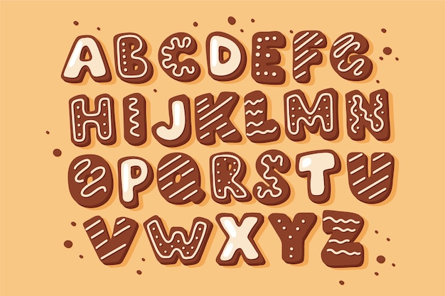 Gingerbread christmas alphabet pack Vector | Free Download