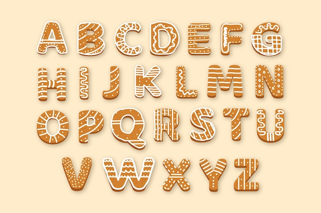 Download Gingerbread christmas alphabet pack | Free Vector