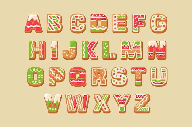 Free Vector | Gingerbread christmas alphabet pack