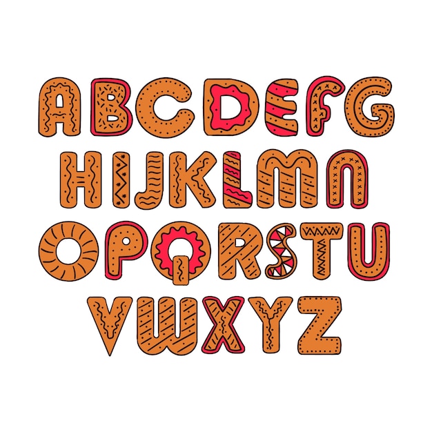 Download Gingerbread christmas alphabet pack Vector | Free Download