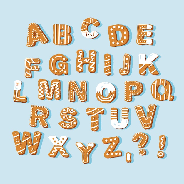 Download Gingerbread christmas alphabet Vector | Free Download