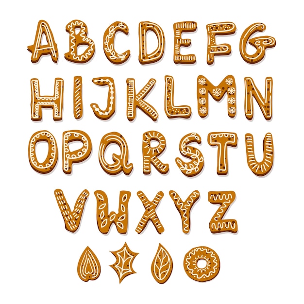 Download Gingerbread christmas alphabet Vector | Free Download