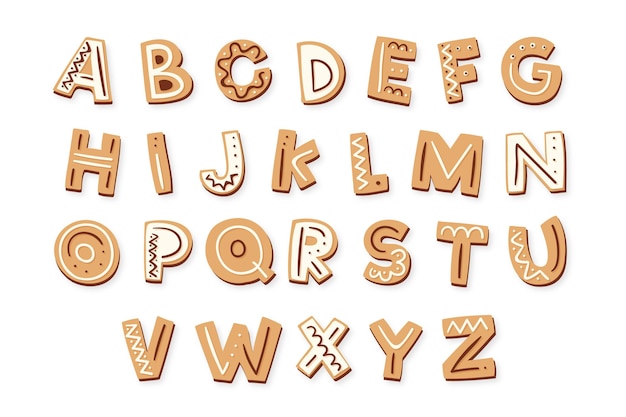 Download Free Vector | Gingerbread christmas alphabet