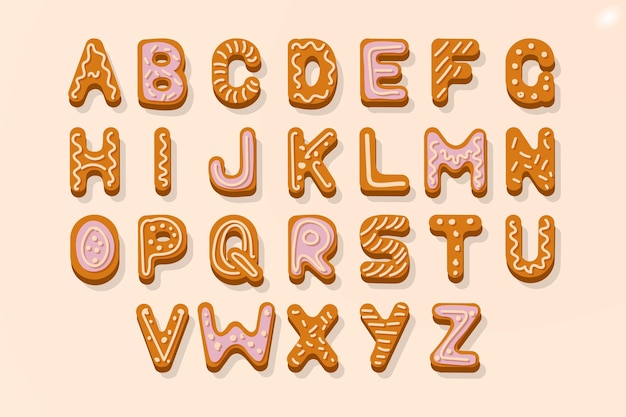 Free Vector | Gingerbread christmas alphabet