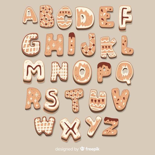 Free Vector | Gingerbread cookie alphabet