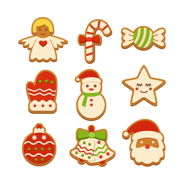 Premium Vector Gingerbread cookies illustration set