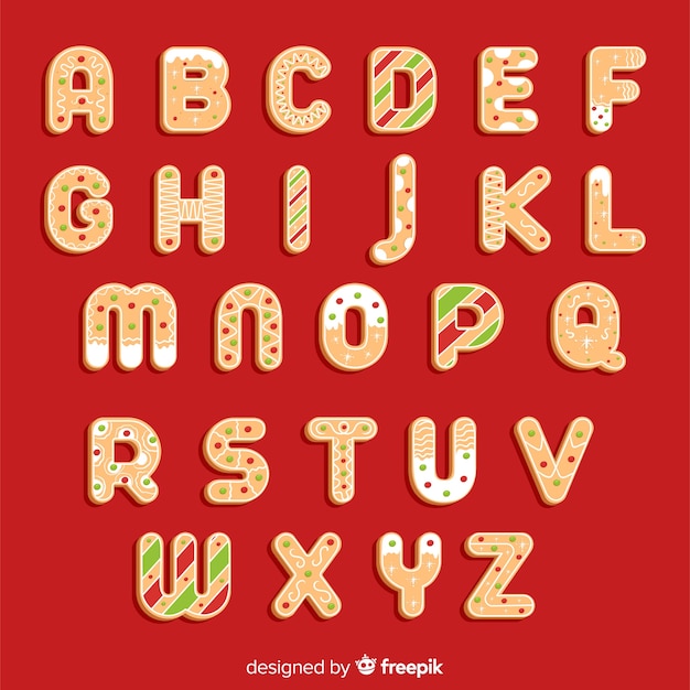 Free Vector | Gingerbread decorated alphabet