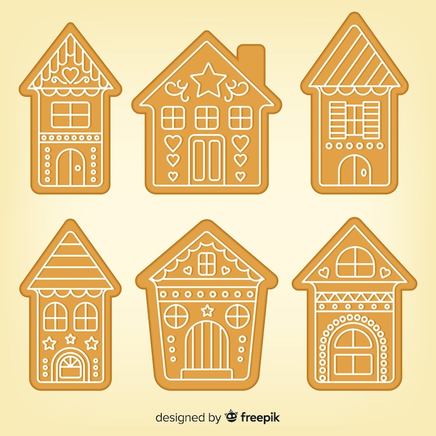 Free Vector | Gingerbread house collection