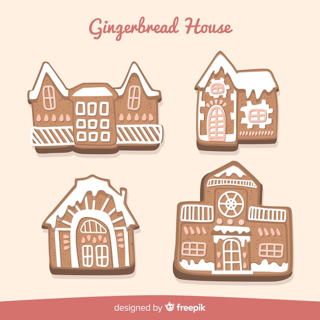 Gingerbread House Cookie Collection Free Vector