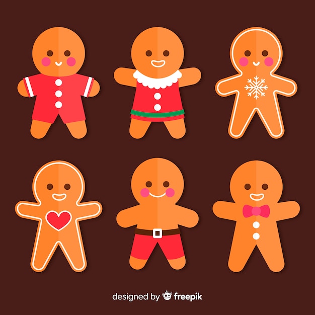 Gingerbread man collection | Free Vector