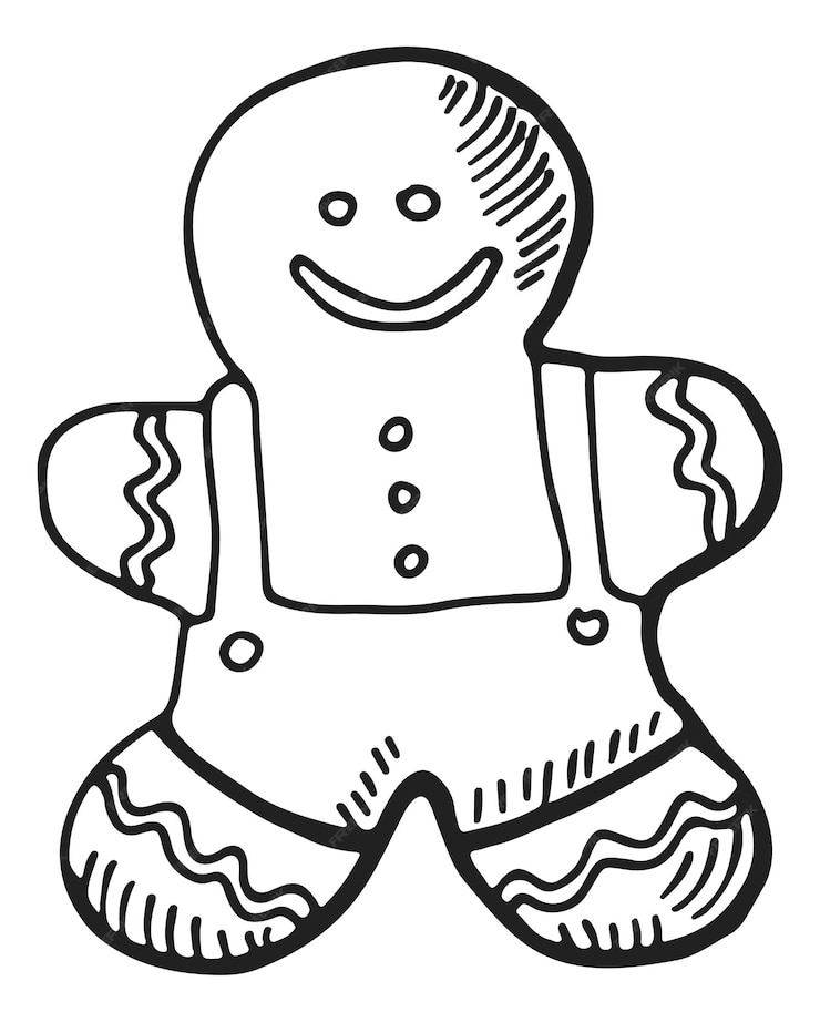 Premium Vector | Gingerbread man sweet holiday cookie in hand drawn ...