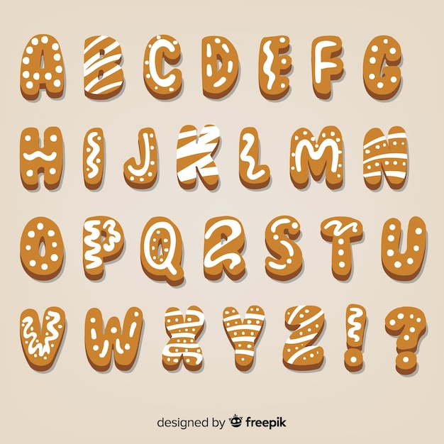 Free Vector | Gingerbread simple alphabet