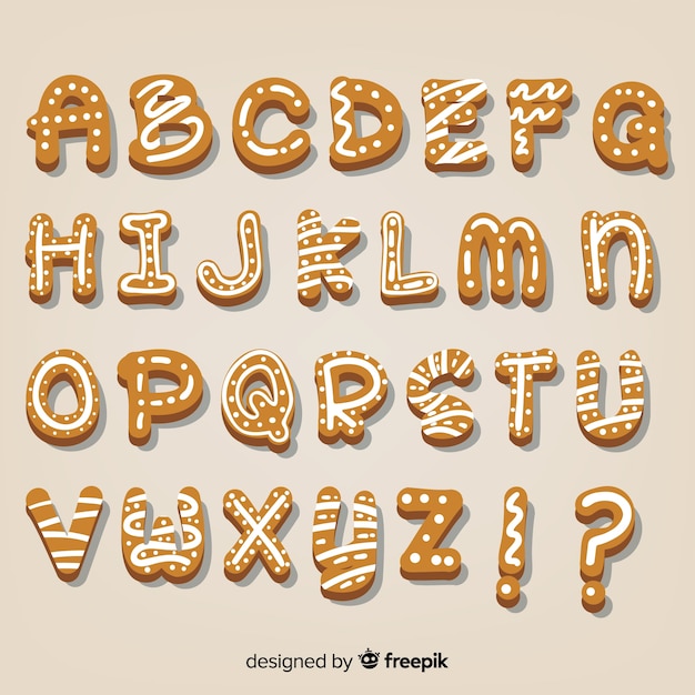 Free Vector | Gingerbread simple alphabet