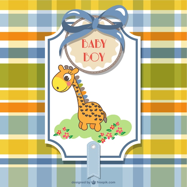 Download Giraffe in a baby shower card Vector | Free Download