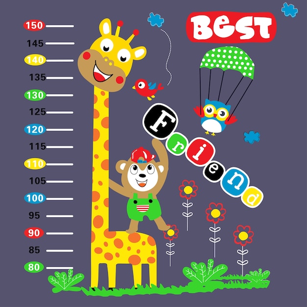 Download Premium Vector | Giraffe best friends cartoon vector