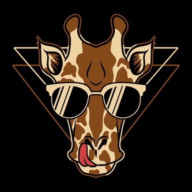 Giraffe eyeglasses cartoon illustration | Premium Vector