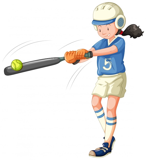 Girl about to hit baseball isolated | Free Vector