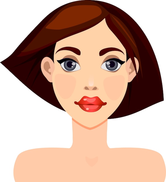 Premium Vector | Girl brunette vector illustration portrait face avatar