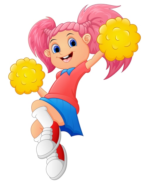 Premium Vector | Girl cartoon cheerleader