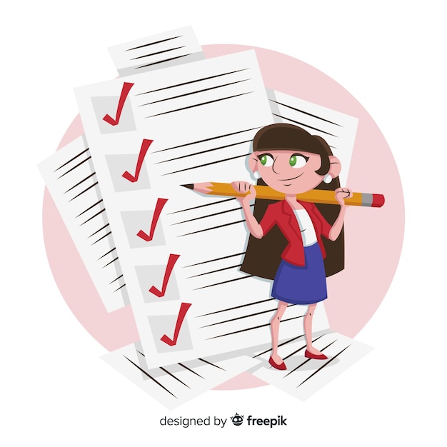 Free Vector | Girl checking giant checklist background