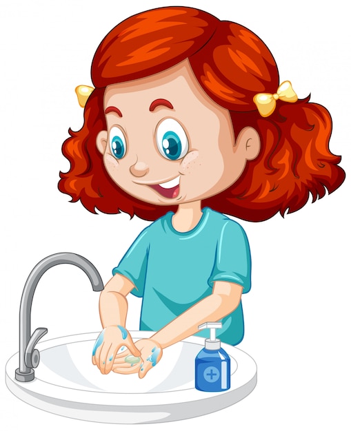 Free Vector | A girl cleaning hands