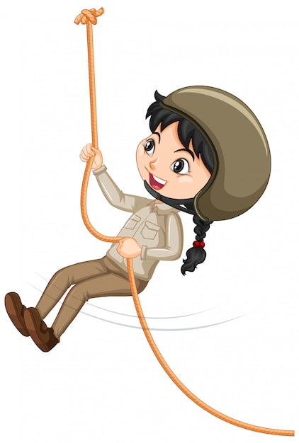 Premium Vector | Girl climbing rope