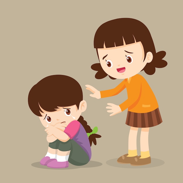 Premium Vector | Girl comforting her crying friend so sad