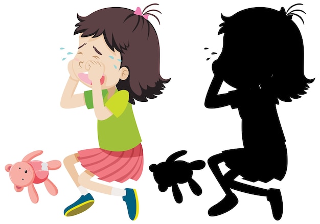 Free Vector Girl Crying With Its Silhouette