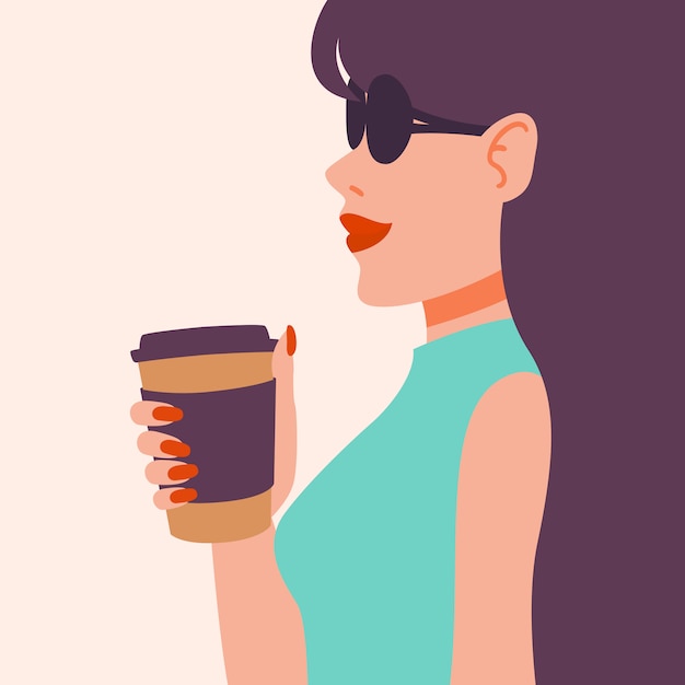 Download Premium Vector | Girl drinking coffee.