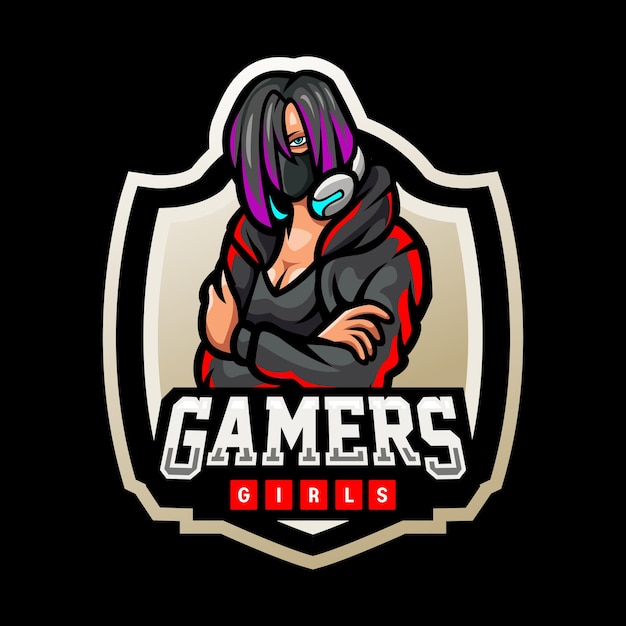 Premium Vector | Girl gamers mascot esport logo design